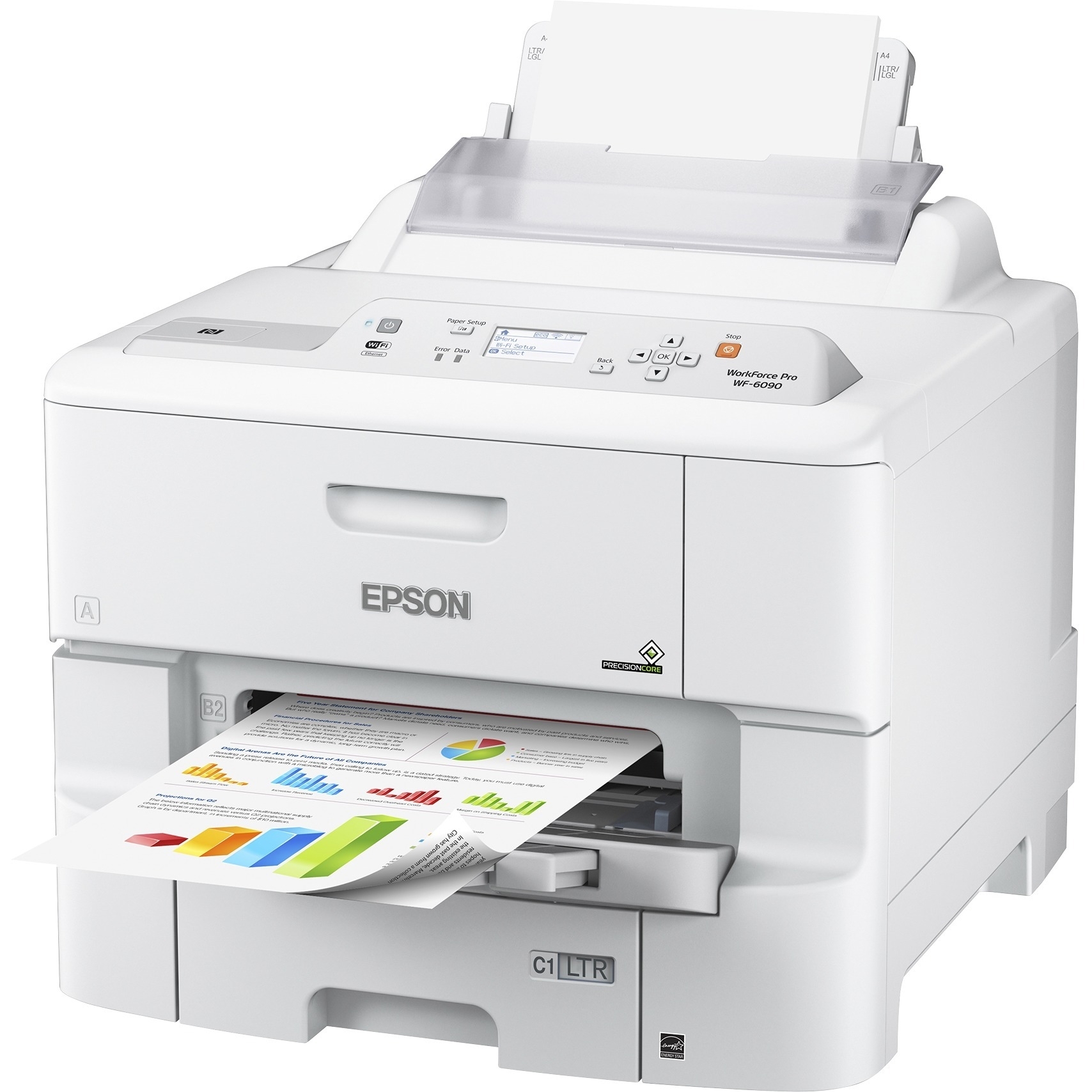 Epson WorkForce Pro WF-6090 Desktop Inkjet Printer - Color - 34 ppm Mono / 34 ppm Color - 4800 x 120...