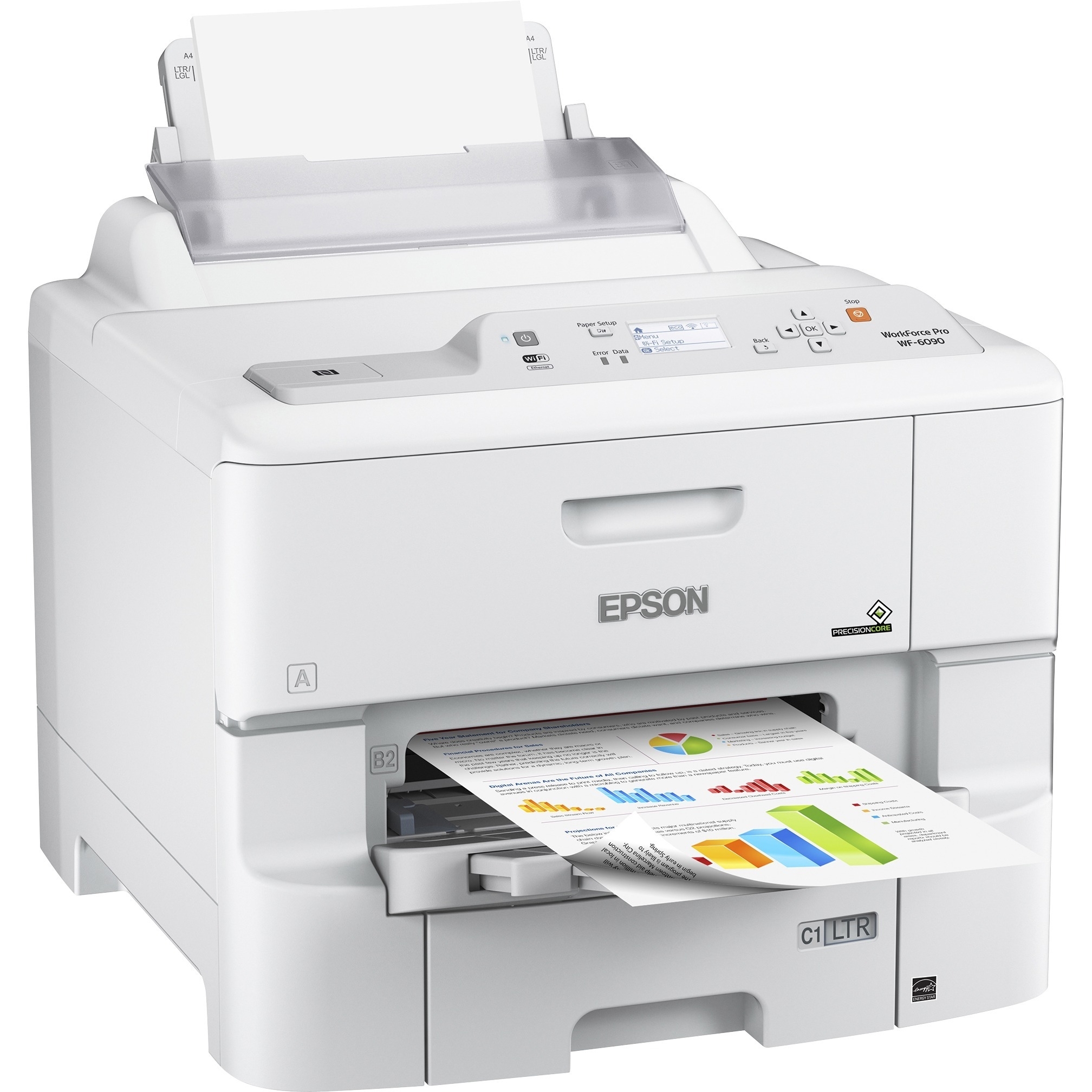 Epson WorkForce Pro WF-6090 Desktop Inkjet Printer - Color - 34 ppm Mono / 34 ppm Color - 4800 x 120...