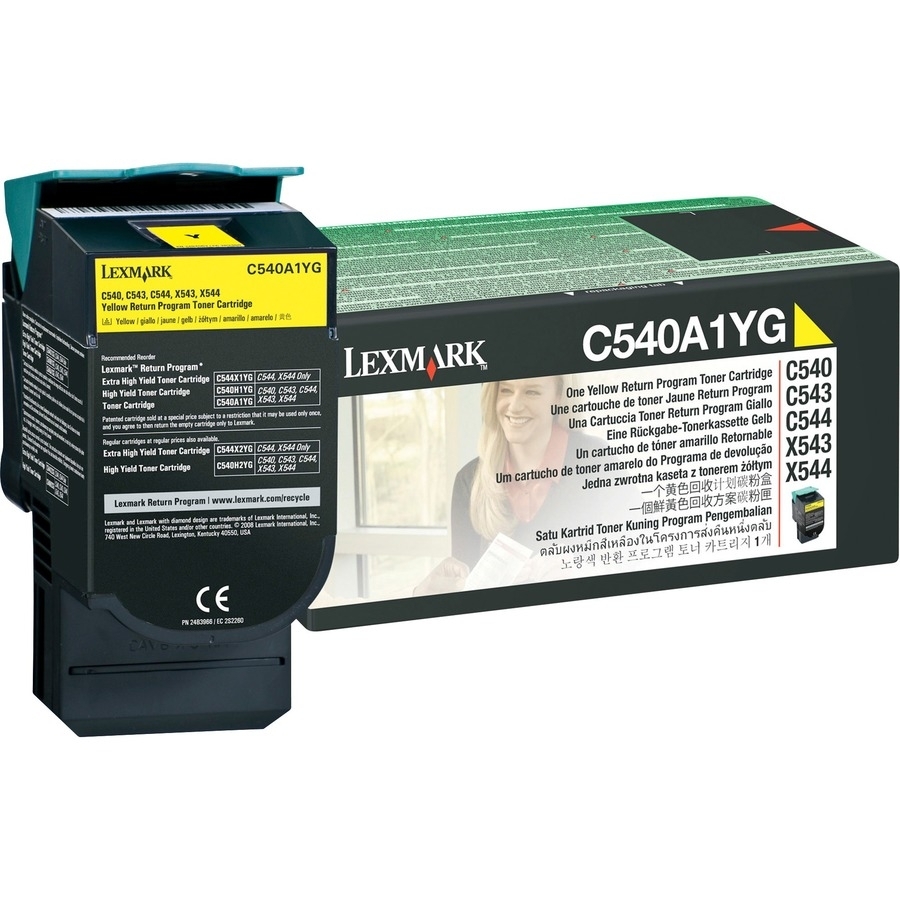 (LEXMARK C540A1YG) C540A1YG YELLOW RETURN PROGRAM TONER,1,000 STANDARD YIELD COL