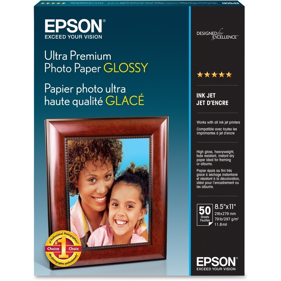 GLOSSY PHOTO PAPER - 8.5 IN X 11 IN - 50 SHEET(S). FOR EPSON 3640