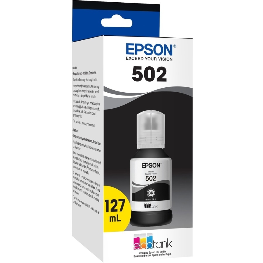 EPSON T502 PIGMENT BLACK INK BOTTLE W/ SENSORMATIC