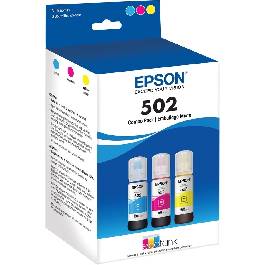 EPSON T502 DYE COLOR COMBO INK BOTTLES W/ SENSORMATIC